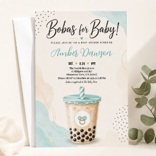 Invitation Mignon Boba Salle de Bain Bébé Turquoise Petit Thé