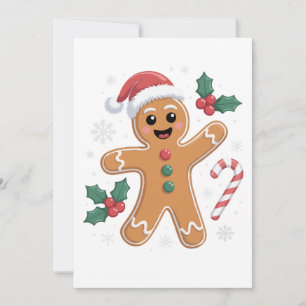 Invitation Mignon bonhomme en pain d'épice de Noël, biscuit d