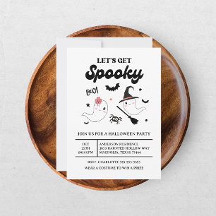 Invitation Mignon Boo Fantôme Effrayant Halloween Fille Rose