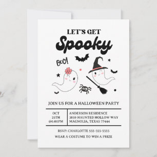 Invitation Mignon Boo Fantôme Effrayant Halloween Fille Rose