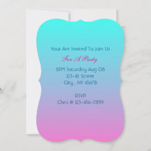 Invitation mignon caisson ombre sirène rose Fuchsia turquoise
