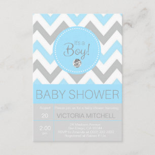 Invitation Mignon "c'est baby shower bleu/gris de garçon" de