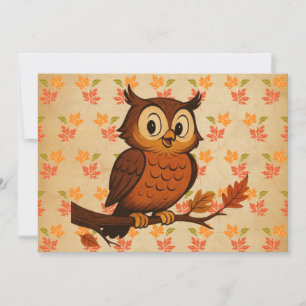Invitation Mignon, chouette fantaisiste vintage d'automne