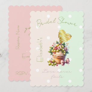 Invitation Mignon Cupcake Pastel Foi Arc Floral Baie Cœur