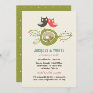 Invitation mignon de baby shower de couples de