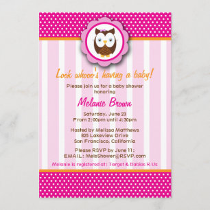 Invitation mignon de baby shower de hibou [rose]