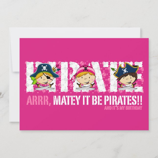 Invitation mignon de partie de pirates (Devant)