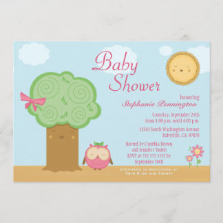 Invitation mignon élégant de baby shower de hibou