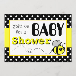 Invitation Mignon gaffez le baby shower jaune et noir