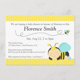 Invitation Mignon gaffez le thème d'abeille, baby shower de