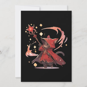 Invitation Mignon Héros Chat Mage Rouge