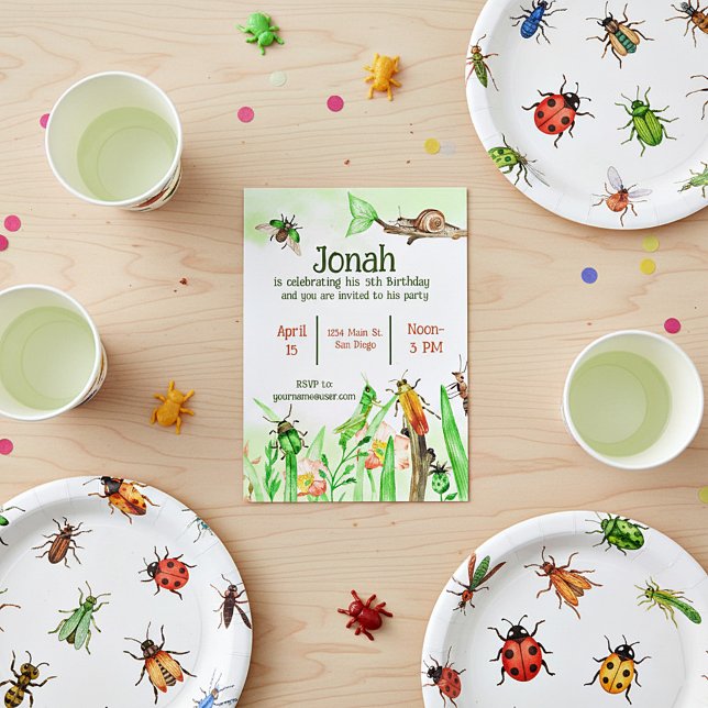 Invitation Mignon insectes garçons fête d'anniversaire person (Créateur téléchargé)