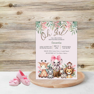 Invitation Mignon Jungle Safari Oh Girl Baby shower Invitatio
