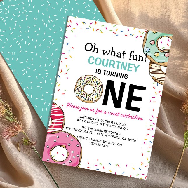 Invitation Mignon Oh What Fun Donut 1er Anniversaire (Créateur téléchargé)