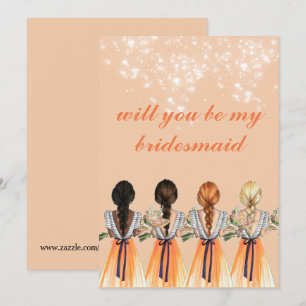 Invitation mignon orange, tu seras ma femme de ménage Invitat