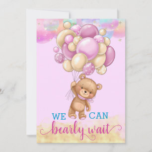 Invitation Mignon ours en peluche arc-en-ciel doré ballons Ba
