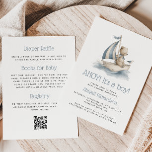 Invitation Mignon Ours en Peluche Marin Code QR Shower pour B