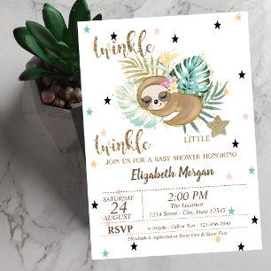 Invitation Mignon Paresseux Étincelle Petite Étoile Baby Show
