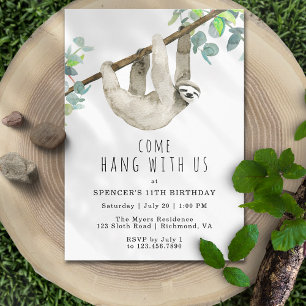 Invitation Mignon paresseux   Venez vous suspendre   Annivers