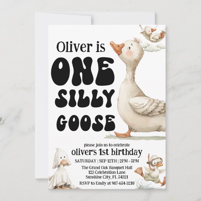 Invitation mignon petit canard , Une fête pour notre premier  (Devant)