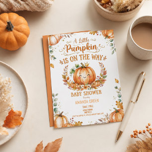 Invitation MIGNON Petit Citrouille Kawaii Visage Baby Shower