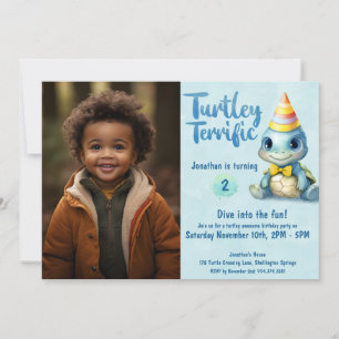 Invitation Mignon tortue photo anniversaire de enfant