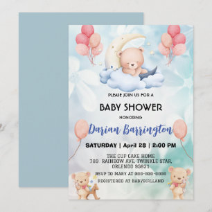Invitation mignonette en peluche Bear ballon de fleurs baby s