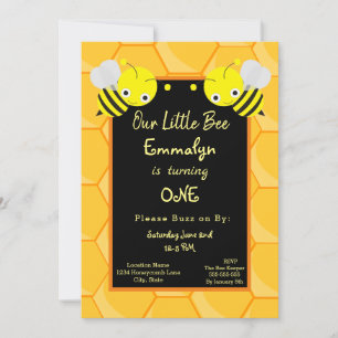 Invitation Mignonne 1er anniversaire Jour de l'abeille Miel