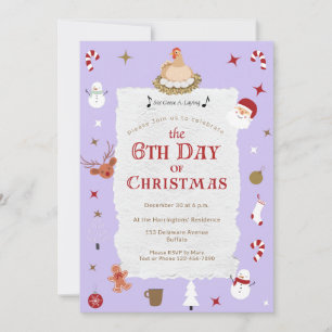 Invitation Mignonne 5e jour de Noël Six oies-Une fête de pont