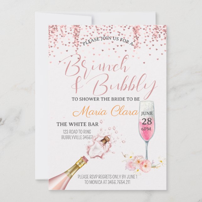 Invitation Mignonne à croquer - Brunch & Bulles Champagne ros (Devant)