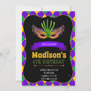 Invitation mignonne à une fête de mardi gras