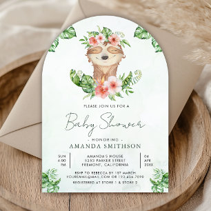 Invitation Mignonne adorable fille paresseux floral Arche Bab