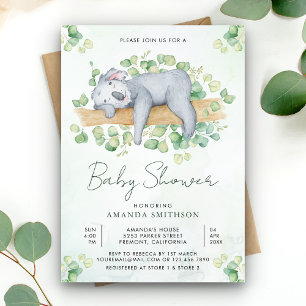 Invitation Mignonne adorable koala endormi Baby Shower