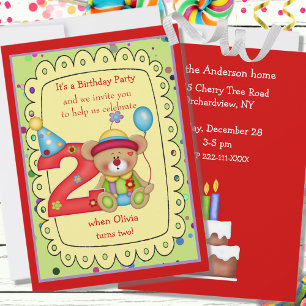 Invitation Mignonne Âge de l'ours d'anniversaire 2