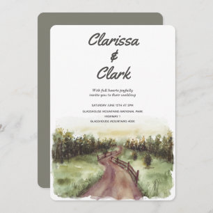 Invitation Mignonne Aquarelle Moderne Pays Paysage Mariage I