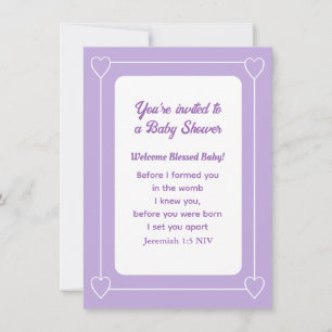 Invitation Mignonne Baby shower Bible Verse Clair Purple Simp