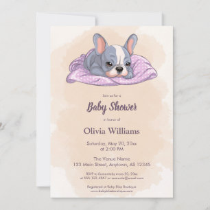 Invitation Mignonne Baby shower de couverture rose Chien-Chie