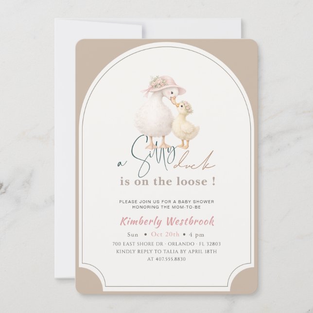Invitation Mignonne Baby Shower de l'Arche de Canard Ridicule (Devant)