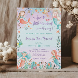 Invitation Mignonne Baby shower de sirène sous la mer bébé fi