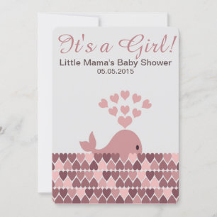 Invitation Mignonne baleine C'est une fille ! Baby shower