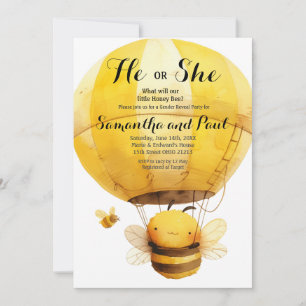 Invitation Mignonne Bee He ou She Hot air Balloon Genre Revei