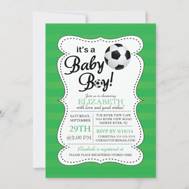 Invitation Mignonne C'est un Baby shower de Football pour béb (Devant)