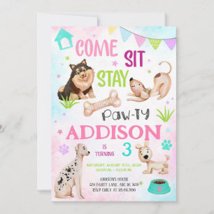 Invitation Mignonne Chien Anniversaire Pawty