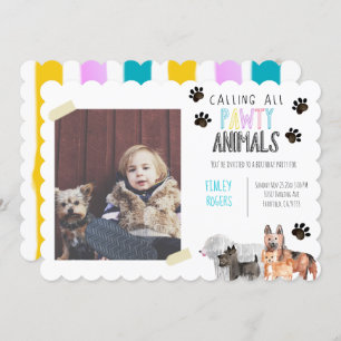Invitation Mignonne chien fête d'anniversaire animal enfant i