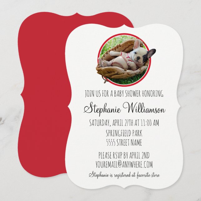 Invitation Mignonne chiot dans un Mitt de baseball (Devant / Derrière)