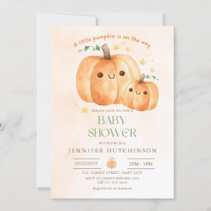 Invitation Mignonne Citrouille Sur Le Chemin Baby shower Auto