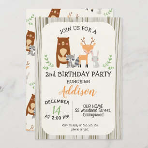 Invitation mignonne d'anniversaire d'animaux de