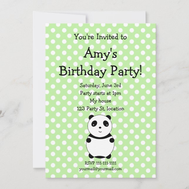 Invitation mignonne d'anniversaire de panda (Devant)