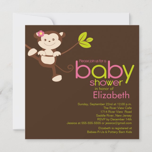 Invitation mignonne de baby shower de fille de (Devant)