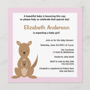 Invitation mignonne de baby shower de kangourou -